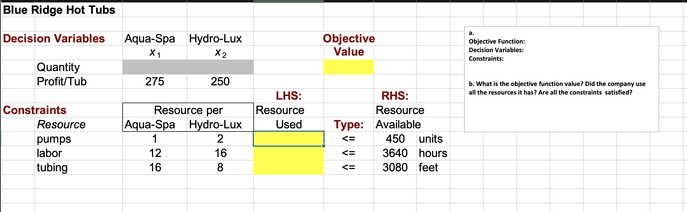 Instructions: Build Optimization Models to solve