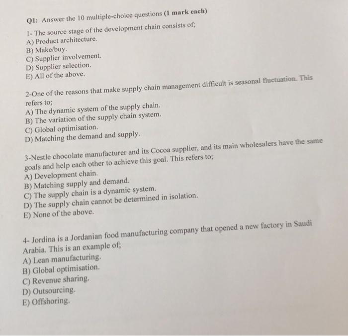faster Q1: Answer the 10 multiple-choice