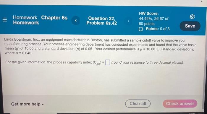 . Homework: Chapter 6s Homework Question 22,
