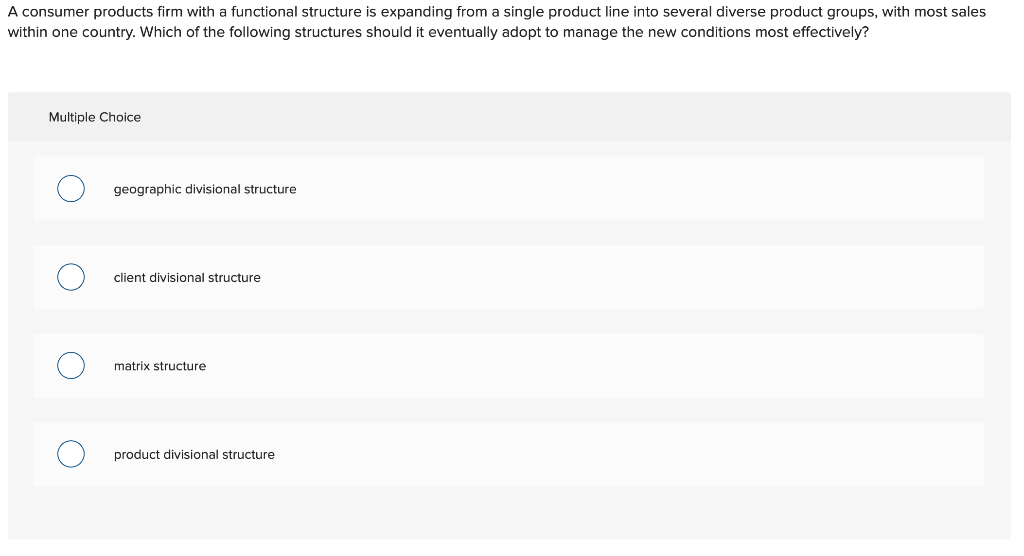 A consumer products firm with a functional