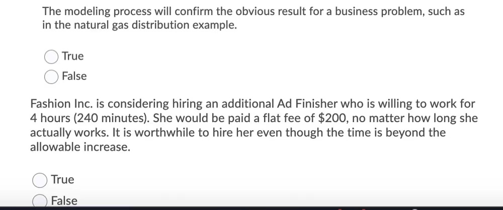 The modeling process will confirm the obvious