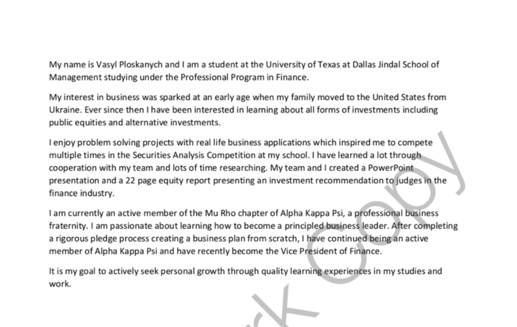 Rate this about me summary's overall readability