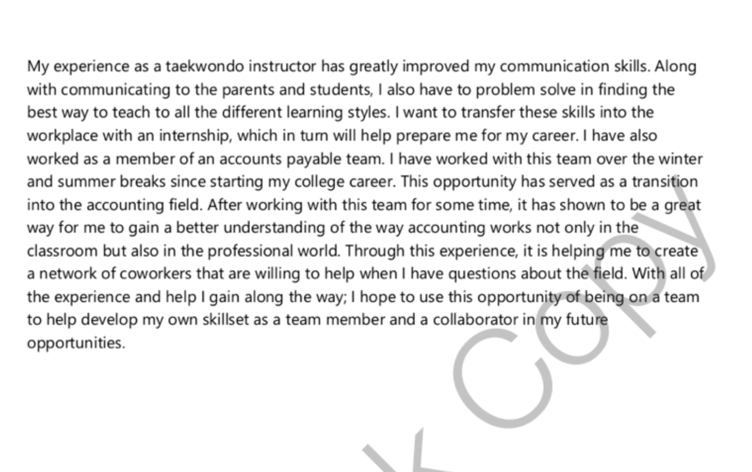 Rate this about me summary's overall readability