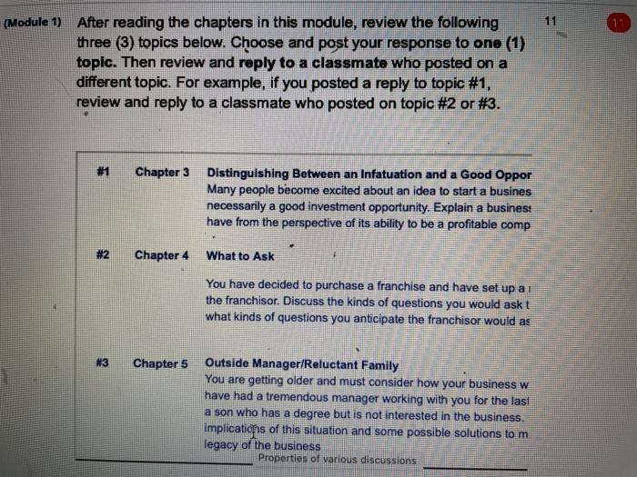 11 (Module 1) After reading the chapters in this