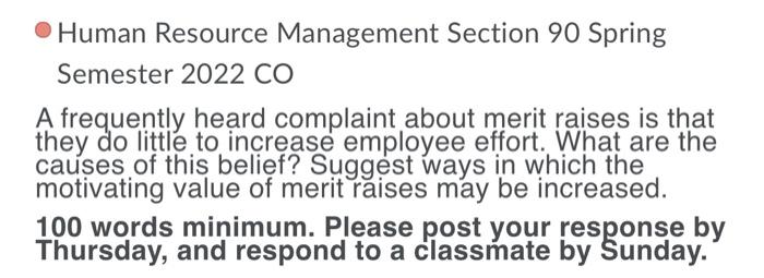 Human Resource Management Section 90 Spring