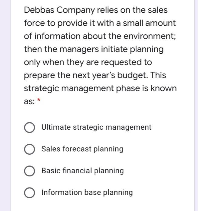 Debbas Company relies on the sales force to