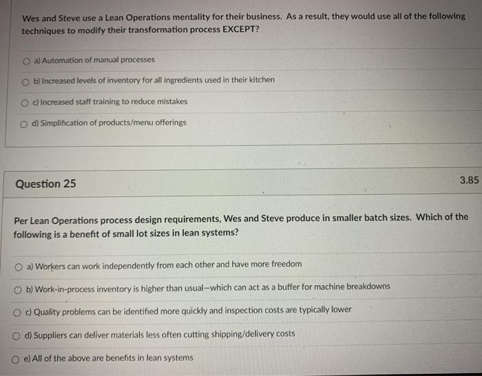 both please Wes and Steve use a Lean Operations