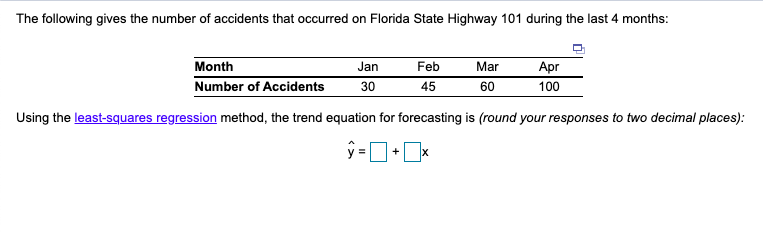 The following gives the number of accidents that