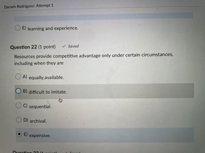 Darwin Rodriguez: Attempt 1 E) learning and