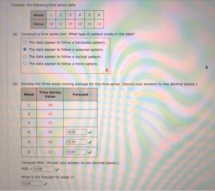 Consider the following time series data. Week 1 N