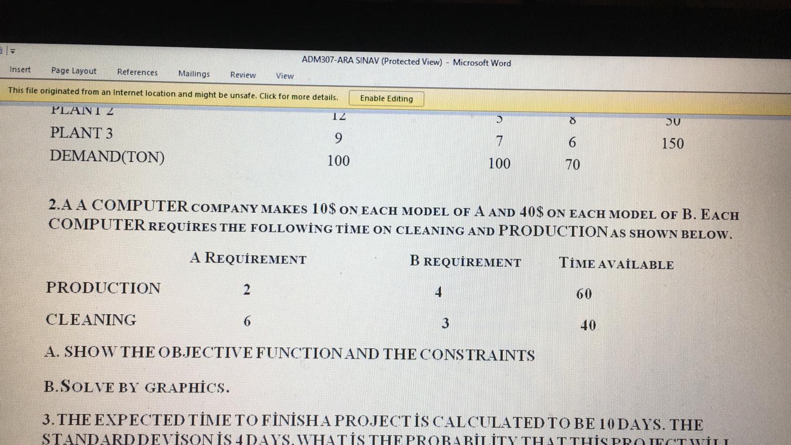 ADM307-ARA SINAV (Protected View) - Microsoft