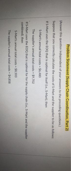 Problem Statement (Supply Chain Coordination,