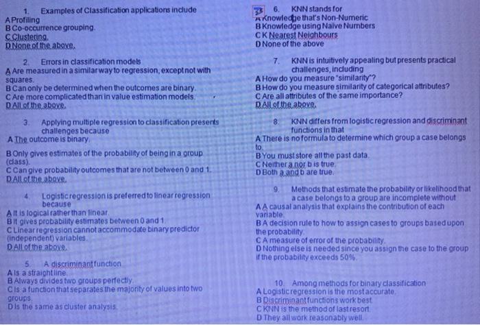 1. Examples of Classification applications