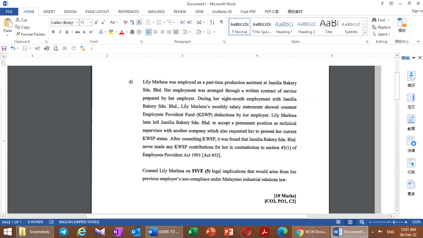 BUSINESS LAW WT ] Document1 - Microsoft Word ?