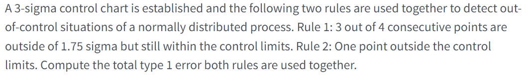 A 3-sigma control chart is established and the