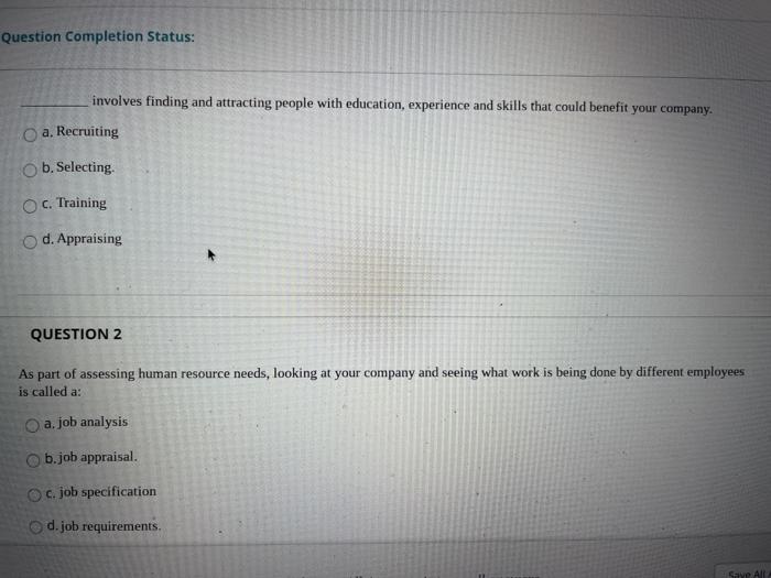 Question Completion Status: involves finding and