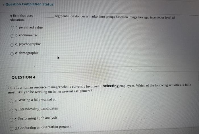 Question Completion Status: involves finding and