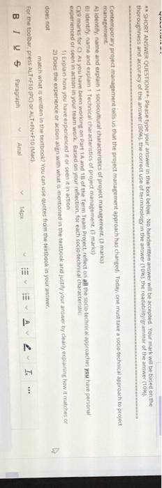 ** SHORT ANSWER QUESTION Please type your answer