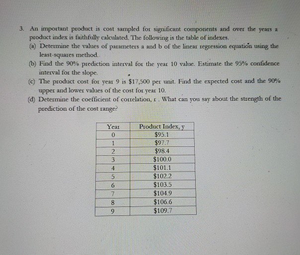 3. An important product is cost sampled for