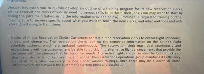 instructions WestJet has asked you to quickly