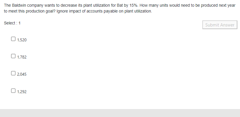 The Baldwin company wants to decrease its plant