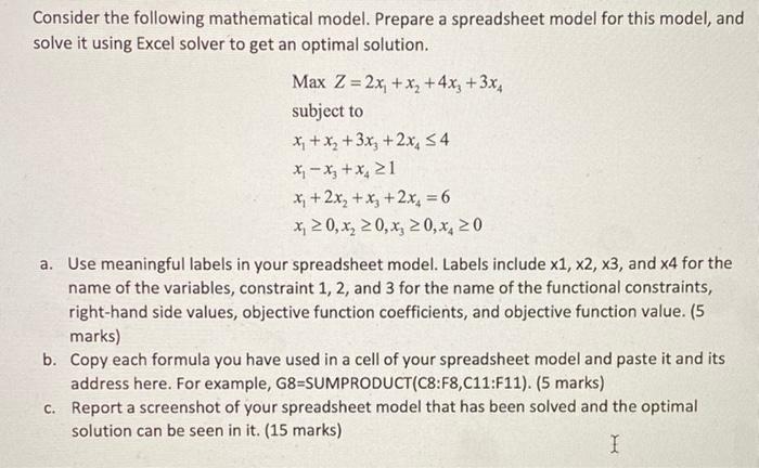 Consider the following mathematical model.