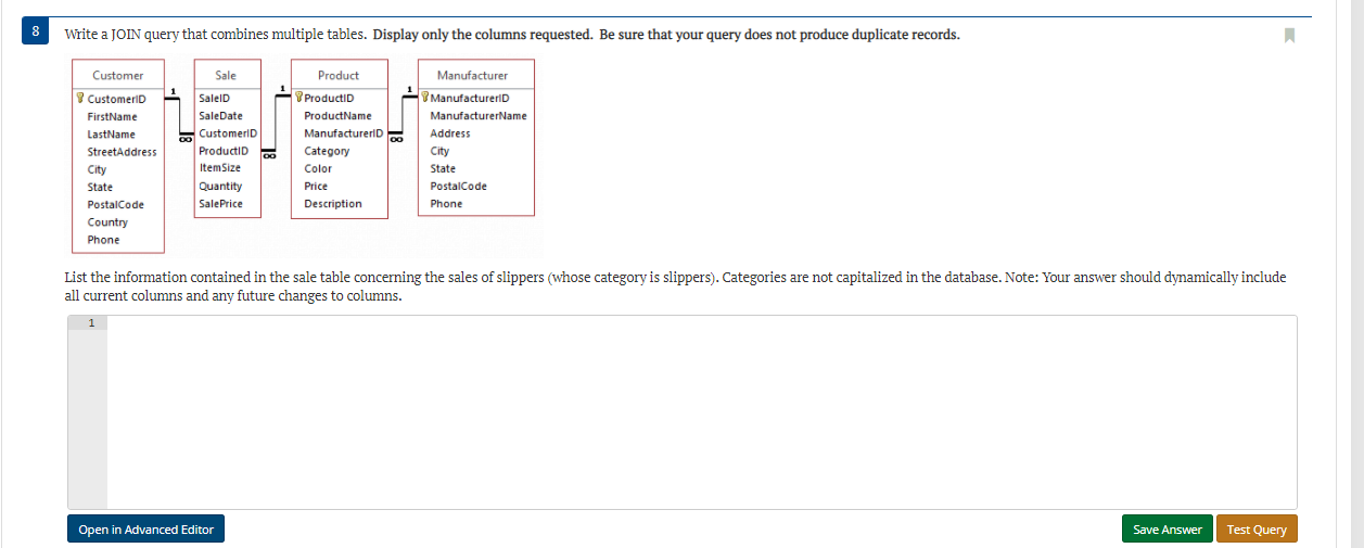8 Write a JOIN query that combines multiple