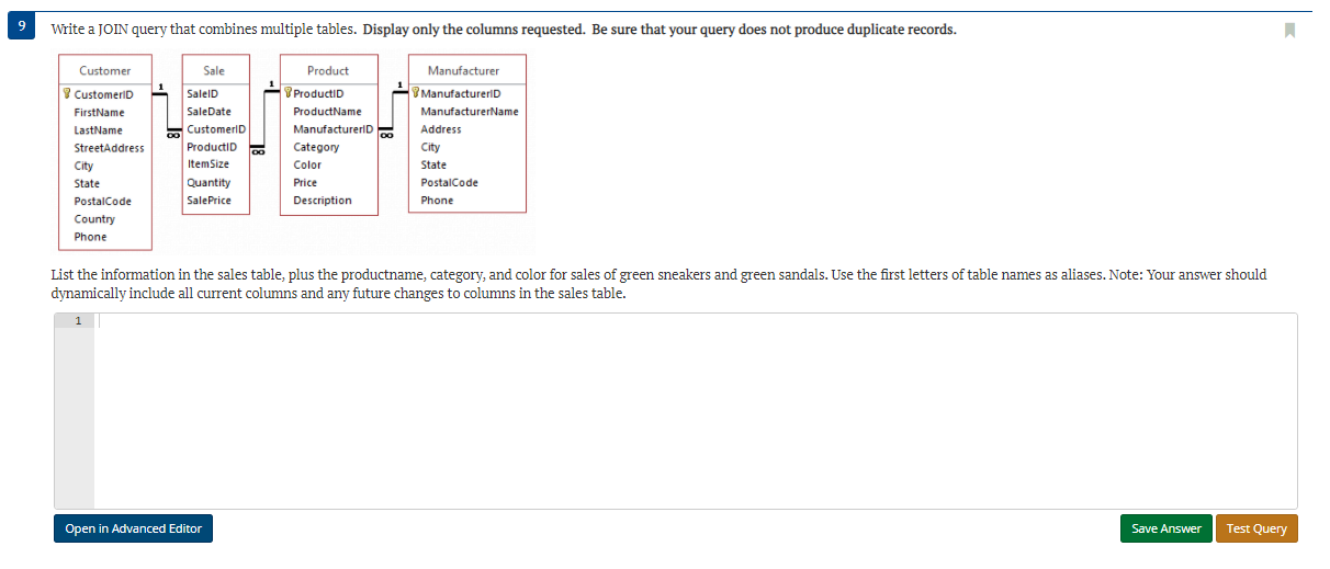 8 Write a JOIN query that combines multiple