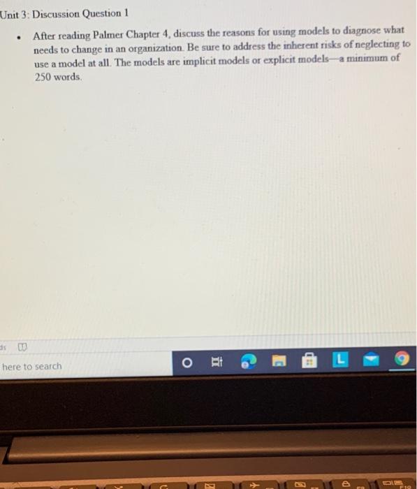 Unit 3: Discussion Question 1 After reading