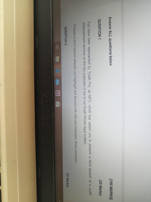 Answer ALL questions below [100 MARKS] QUESTION 1