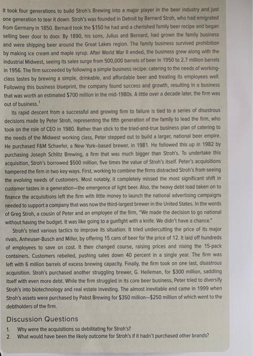 It took four generations to build Stroh's Brewing