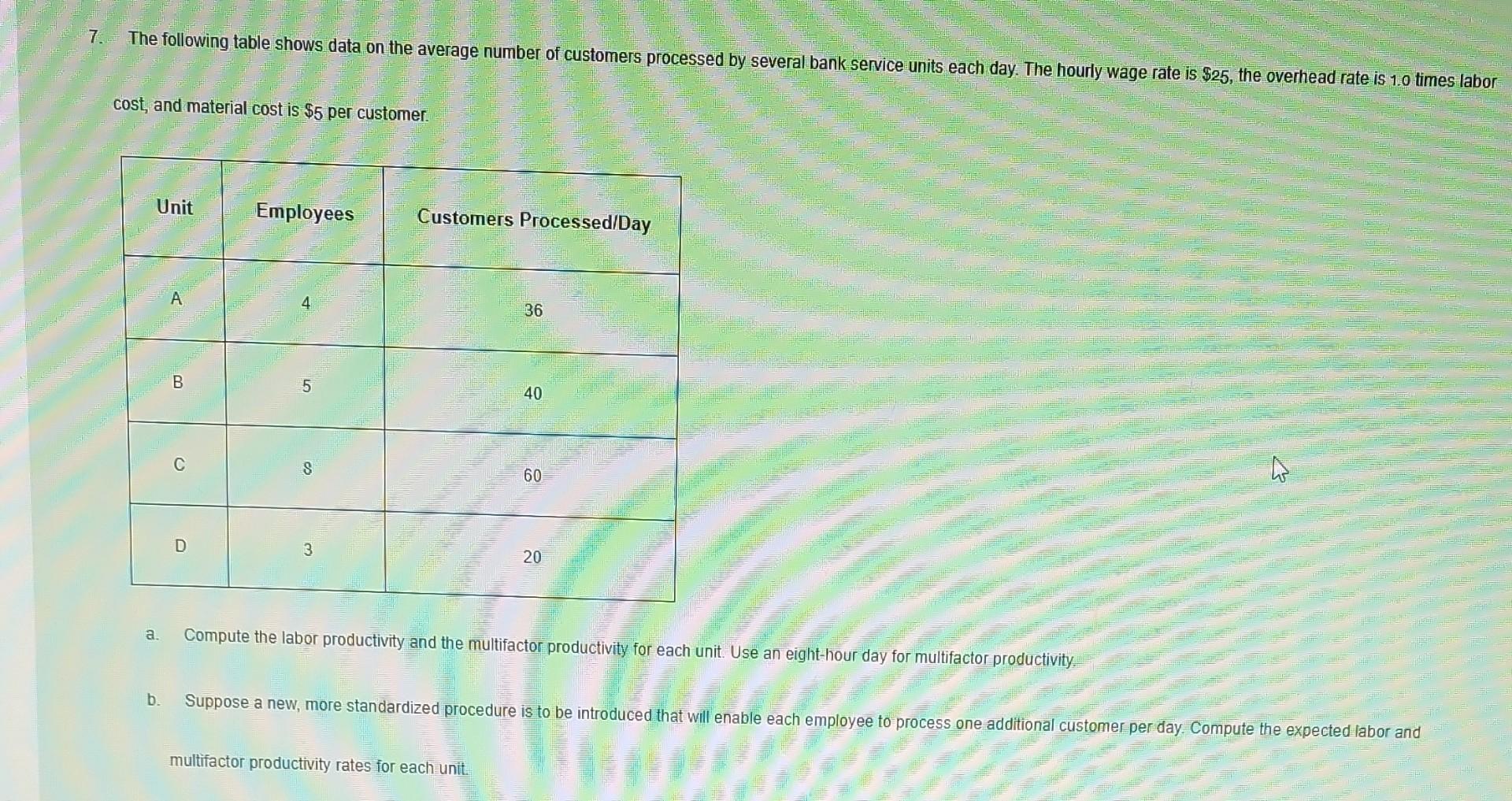 Use excel sheet please, show formulas and