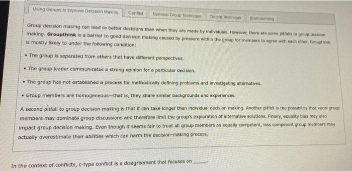 complete all parts Using Groups to improve