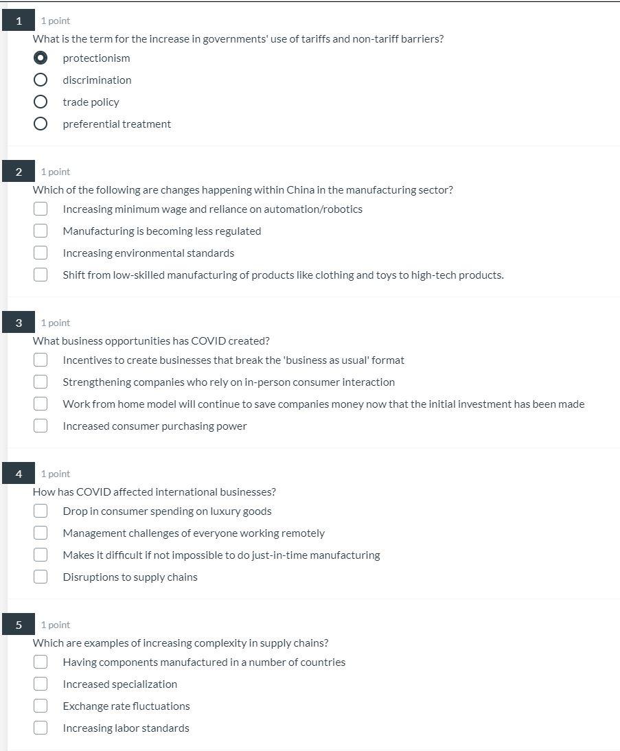 1 1 point What is the term for the increase in