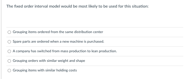 The fixed order interval model would be most