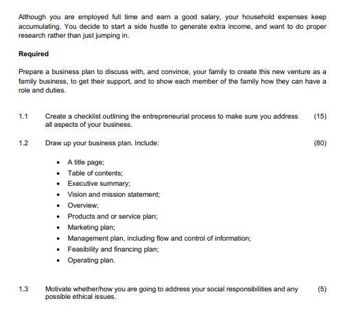 1.1 Create a checklist outlining the