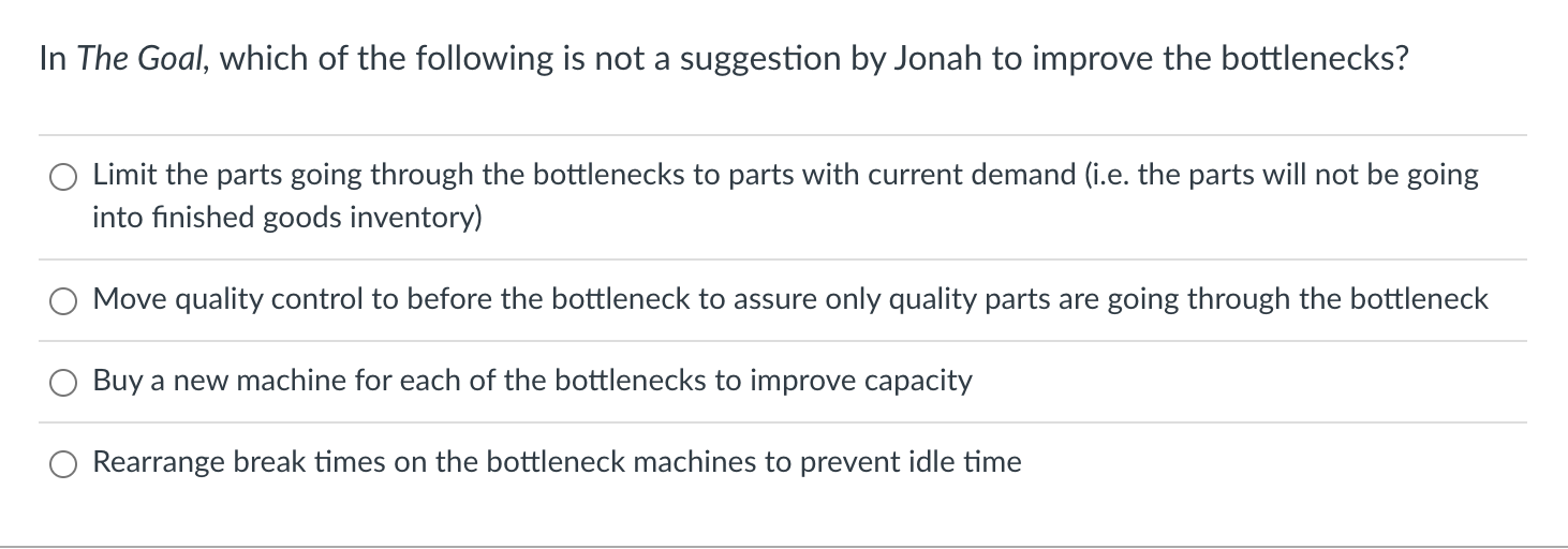 In The Goal, which of the following is not a
