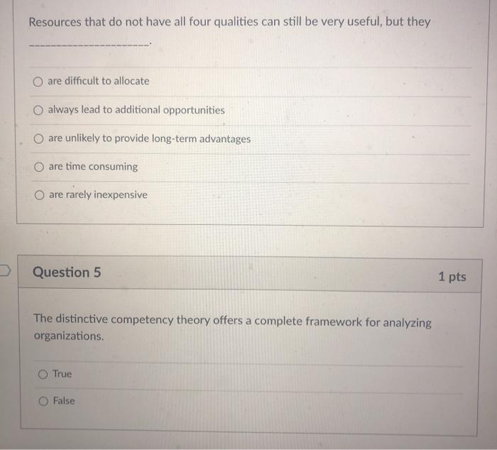 Resources that do not have all four qualities can