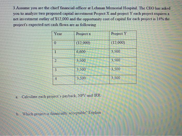 3.Assume you are the chief financial officer at