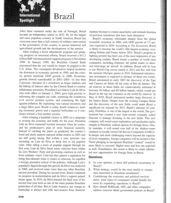 In the International Spotlight Brazil After three