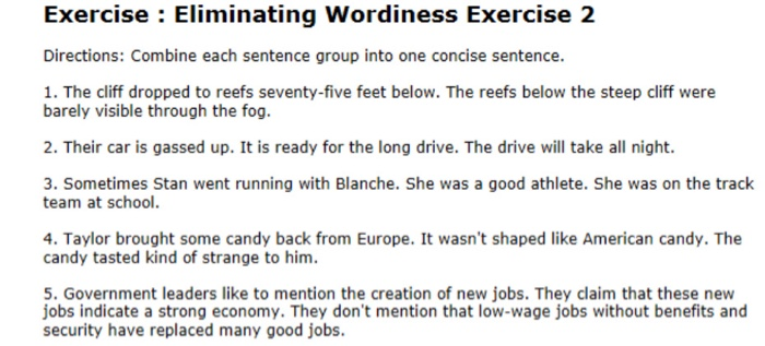 Exercise : Eliminating Wordiness Exercise 2