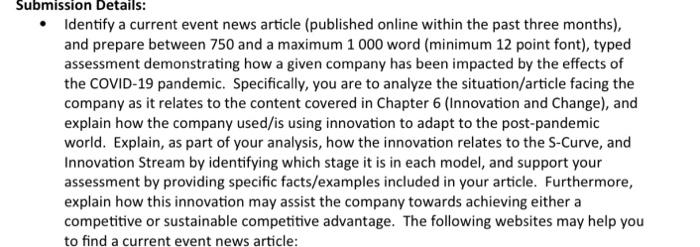 Submission Details: Identify a current event news