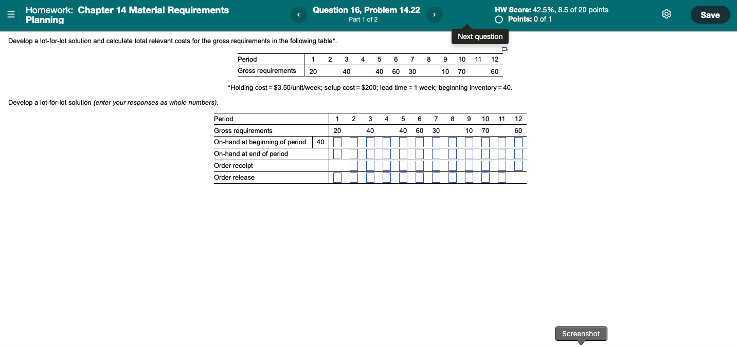 Question 16, Problem 14.22 Homework: Chapter 14