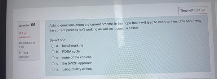 Time left 1:44:22 Question 66 Asking questions