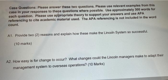 Case Questions: Please answer these two
