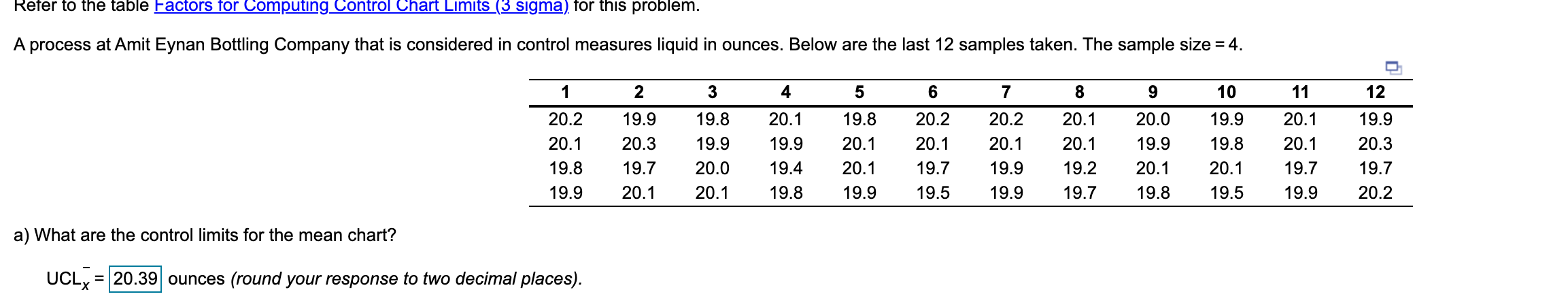 undefined Refer to the table Factors for