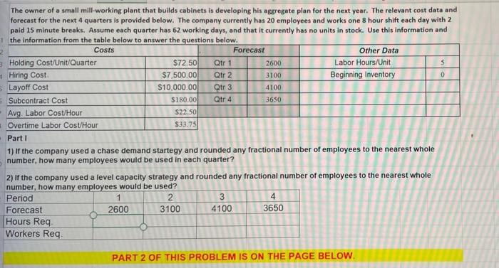 part 2 will be posted separate. please show work