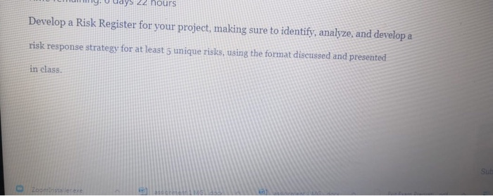 ys 22 hours Develop a Risk Register for your