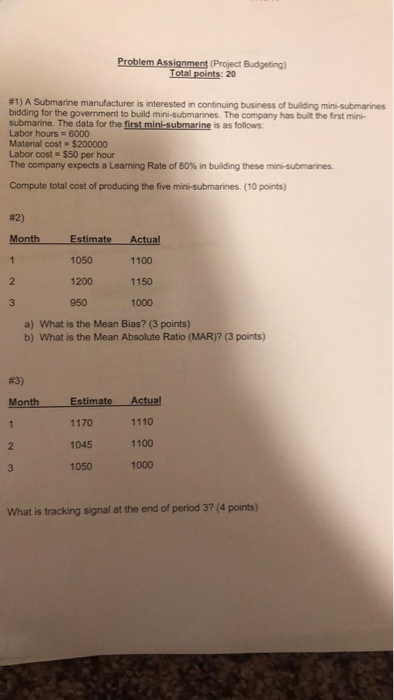 Problem Assignment (Project Budgeting) Total
