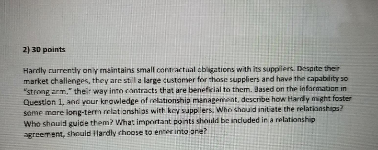 2) 30 points Hardly currently only maintains